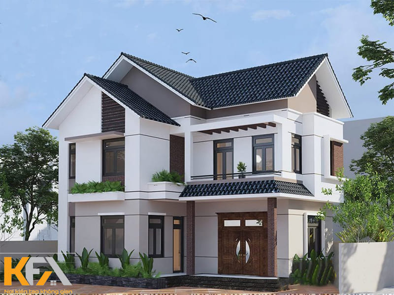 Mẫu nhà 2 tầng chữ L giá 700 triệu ở nông thôn
