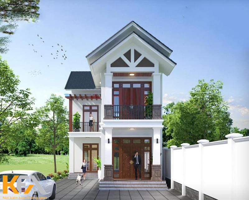Mẫu nhà 2 tầng chữ L 80m2 đơn giản