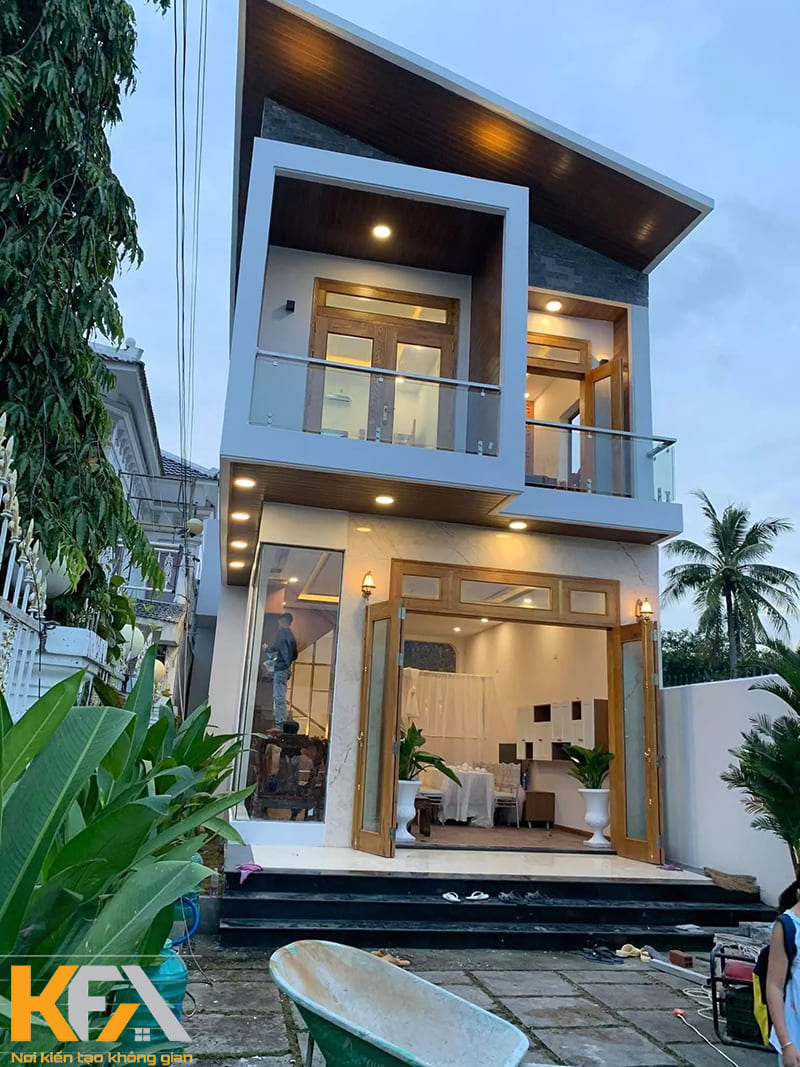 Thiết kế nhà ống mái lệch có thời gian thiết kế và thi công lâu hơn bởi độ khó kỹ thuật cũng cao hơn