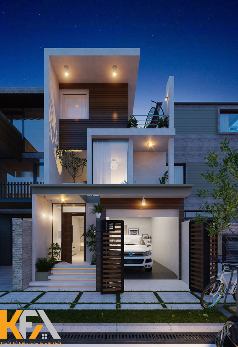 Mẫu thiết kế nhà 100m2 có gara ô tô