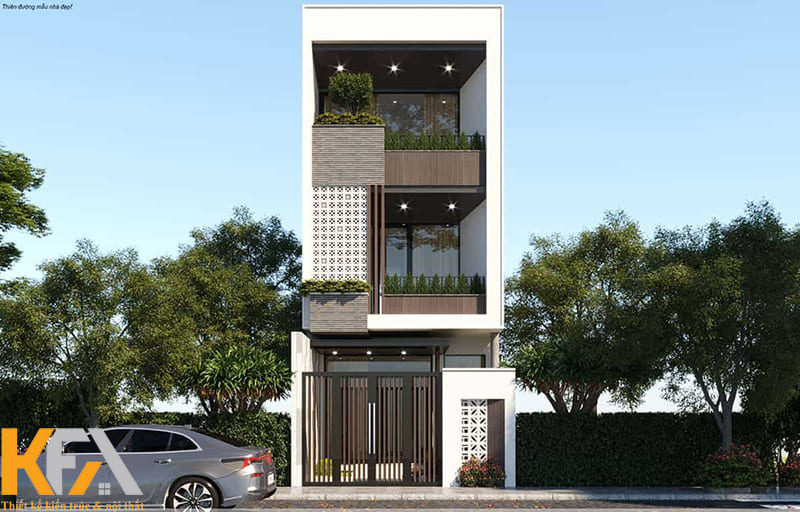 Ngôi nhà 3 tầng mái bằng hiện đại 100m2