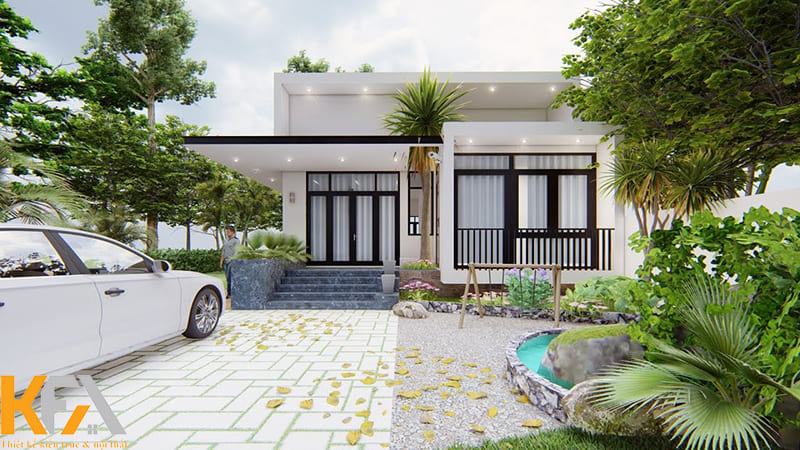 Mẫu nhà cấp 4 mái bằng hiện đại 2 phòng ngủ rộng 100m2