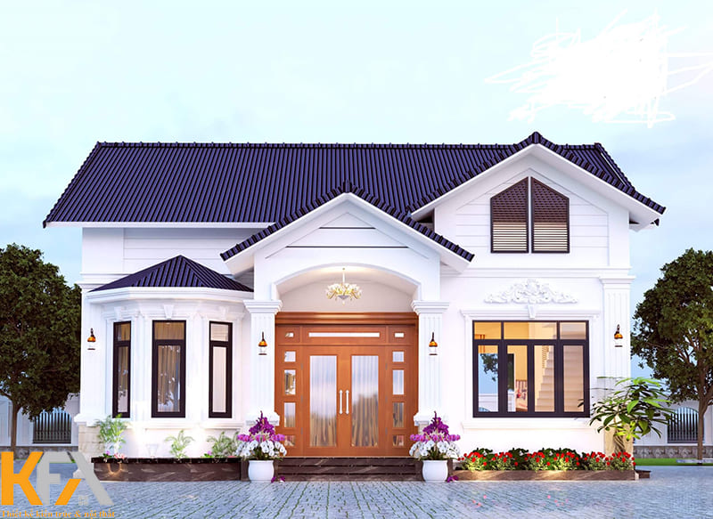 Kiến trúc ngoại thất thiết kế nhà 3 gian đẹp, hợp xu hướng với gác lửng được tinh giả