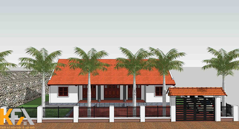 Nhà 3 gian mái ngói đỏ tuy đơn giản nhưng lại có sức cuốn hút vô cùng mạnh mẽ