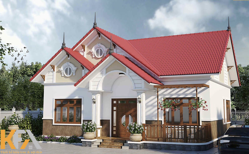 Ngôi nhà 3 gian nông thôn với thiết kế hiện đại, mái ngói đỏ tươi