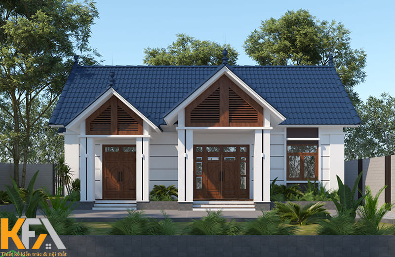 Nếu chọn mái màu xanh than hay đỏ thì gia chủ nên chọn màu sơn trắng để tạo hiệu ứng đối lập độc đáo