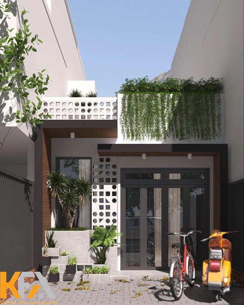 Nhà ống 1 tầng 40m2 với kiểu dáng như một chiếc hộp vuông vắn