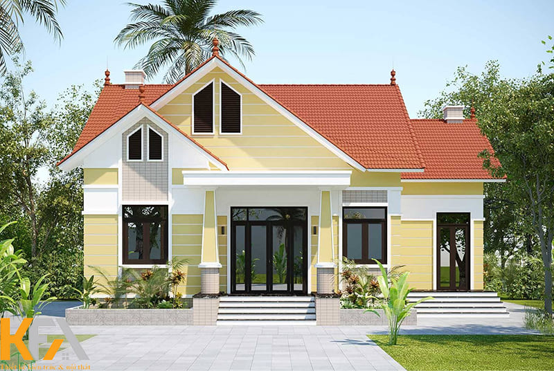 Căn nhà cấp 4 40m2 với mái ngói đỏ tươi