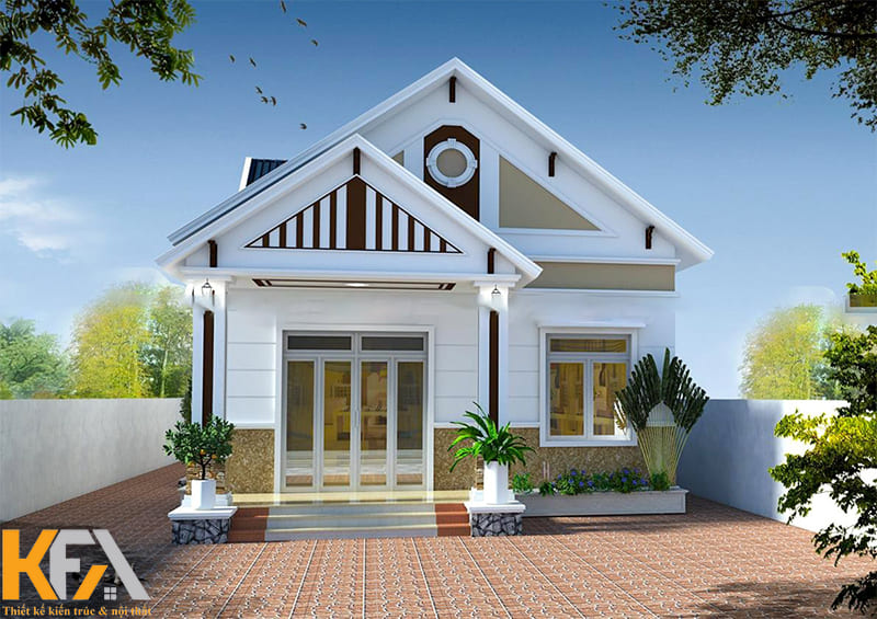 Thiết kế nhà 1 tầng 3 phòng ngủ với diện tích 40m2