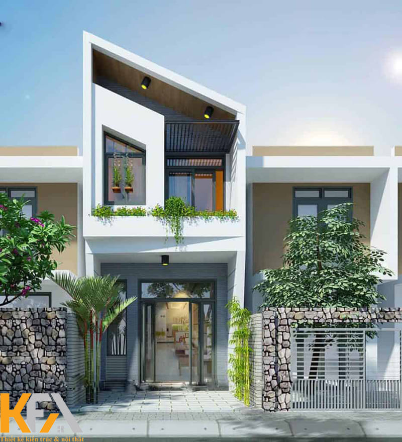 Mẫu nhà 2 tầng mái chéo hiện đại 40m2