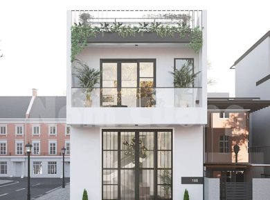 Căn nhà 2 tầng được thiết kế đơn giản nhưng vô cùng tinh tế với màu trắng nhẹ nhàng