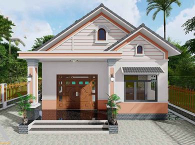 Mẫu nhà cấp 4 có gác lửng 50m2 đầy trẻ trung