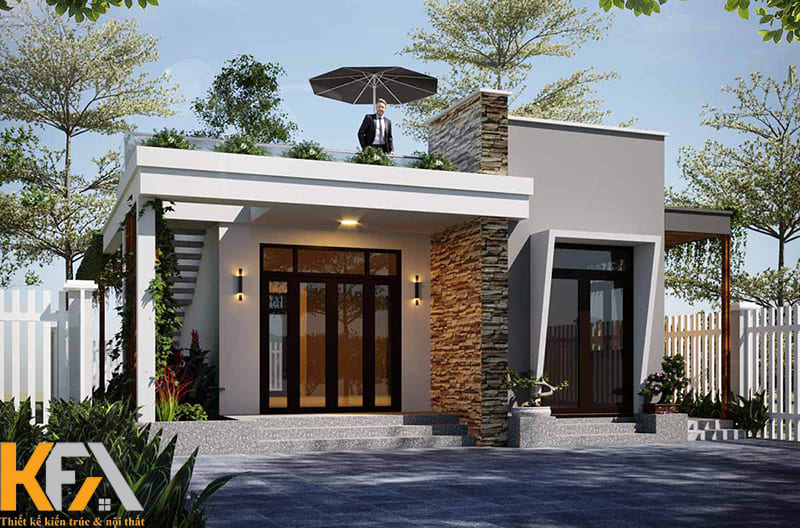 Mẫu nhà cấp 4 gác lửng mái bằng đẹp nhất 2023