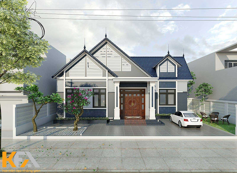 Mái Thái xanh kết hợp với màu sơn trắng