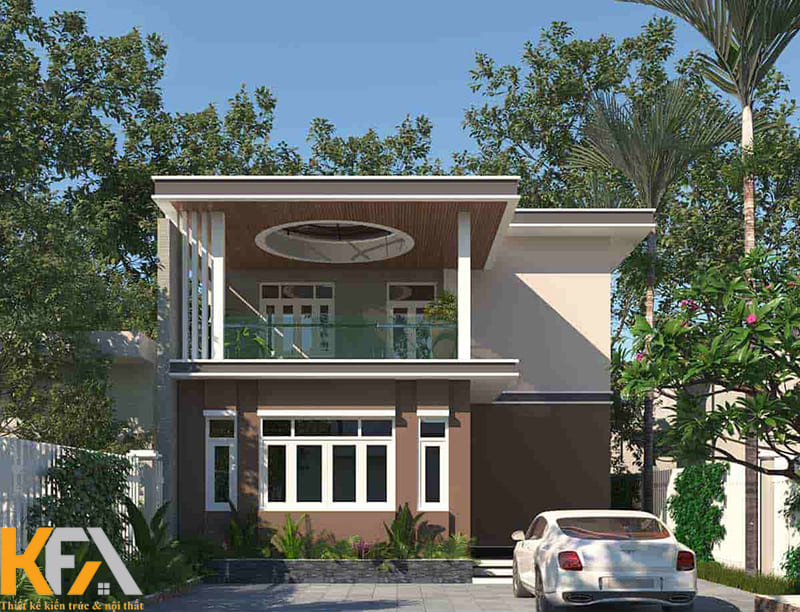Mẫu nhà chữ L 2 tầng đẹp ở nông thôn