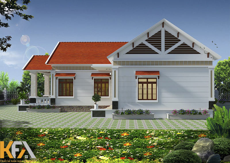 Mẫu nhà chữ L 1 tầng 3 phòng ngủ thường được phân gian chính phụ rõ ràng