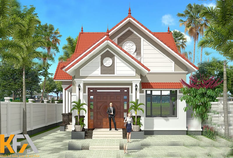 Mái Thái đỏ tươi khiến ngôi nhà thêm phần nổi bật
