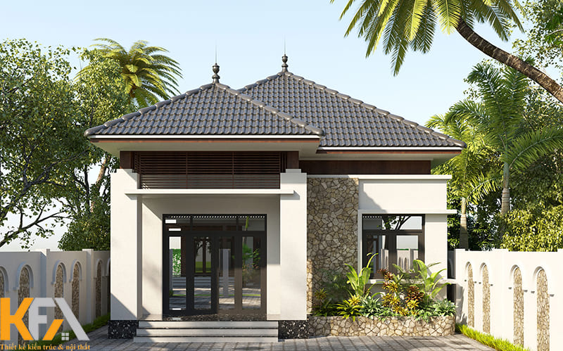 Mẫu nhà gác lửng 3 phòng ngủ mái Thái