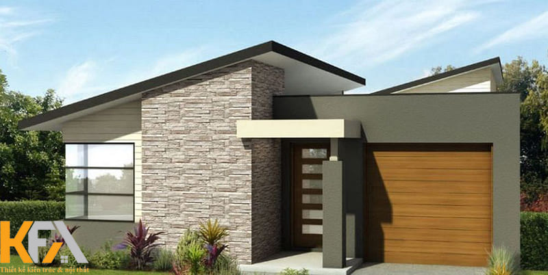 Mẫu nhà này được xây dượng theo phong cách thiết kế hiện đại với phần mái bằng