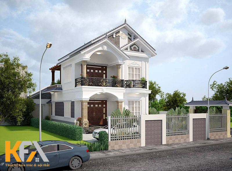 Thiết kế nhà 2 tầng 80m2 3 phòng ngủ tân cổ điển với đường nét mềm mại uyển chuyển đầy tinh tế