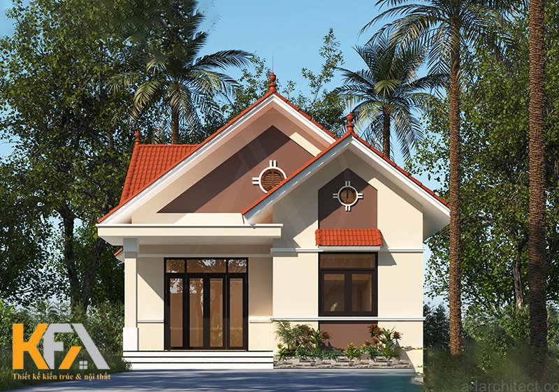 Hệ mái Thái đỏ giúp làm nổi bật cả ngôi nhà