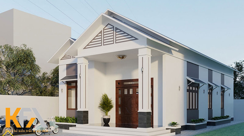 Mẫu nhà hiện đại 1 tầng 3 phòng ngủ 5x20m màu trắng thanh lịch