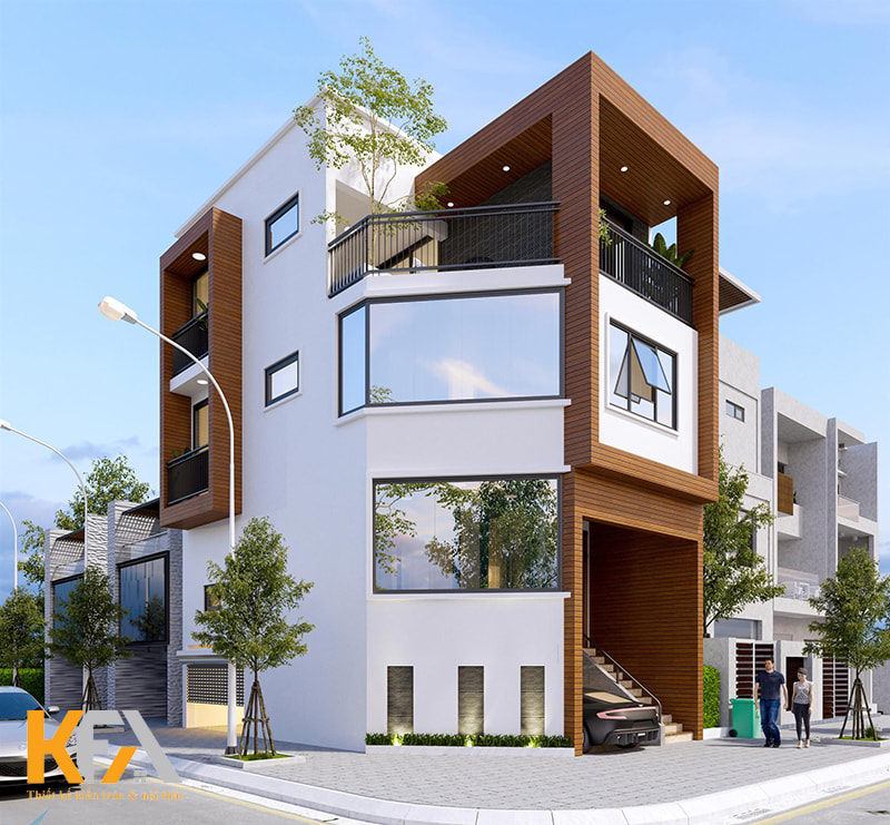 Mẫu thiết kế nhà 2 mặt tiền với kiến trúc 3 góc