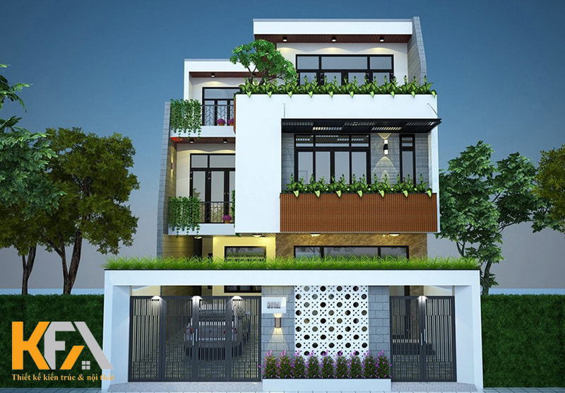 Mẫu thiết kế nhà phố 3 tầng mặt tiền 8m sâu 15m đẹp, hiện đại