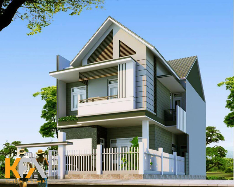 Mẫu thiết kế nhà 2 tầng mái Thái hiện đại 8x15m