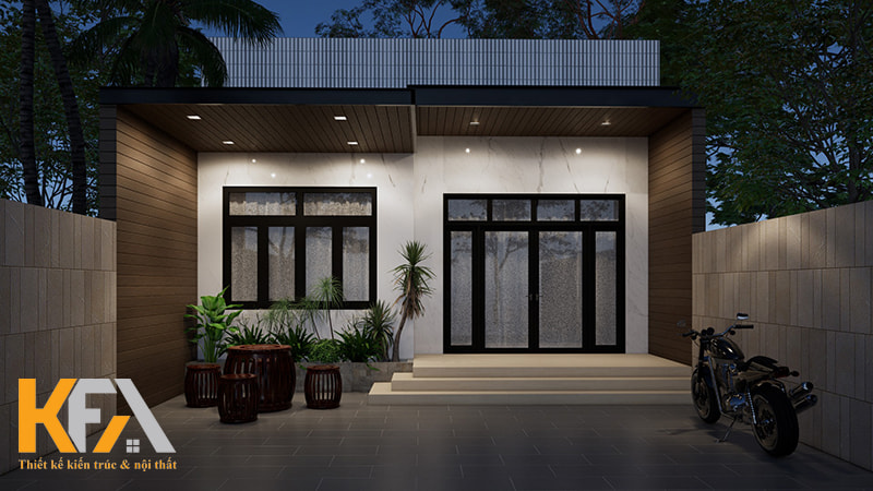 Mẫu nhà 1 tầng mái bằng 8x15m cho gia đình có ngân sách đầu tư thấp