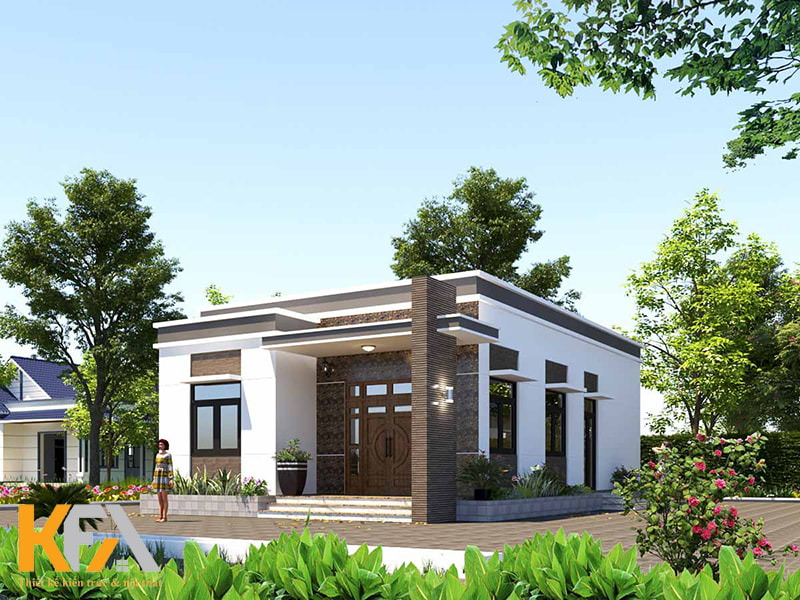 Mẫu nhà mái bằng 1 tầng 3 phòng ngủ 80m2 đẹp
