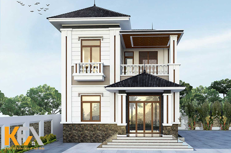 Mẫu nhà chữ L 2 tầng mái Nhật hiện đại đẹp