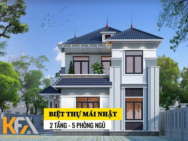 Biệt thự mái Nhật 2 tầng - 5 phòng ngủ cho gia đình đông thành viên