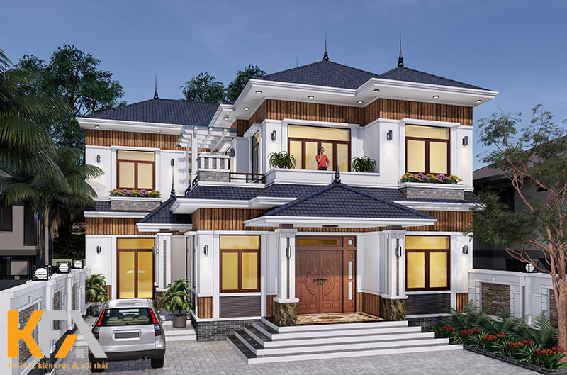 Biệt thự uy nghi, bệ vệ 2 tầng mái Nhật ở cùng ngoại ô thành phố