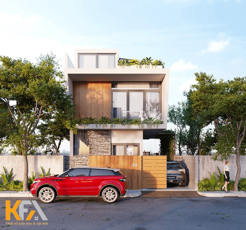 Mẫu nhà phố 2 tầng hiện đại 7x12m được thiết kế với 3 phòng ngủ