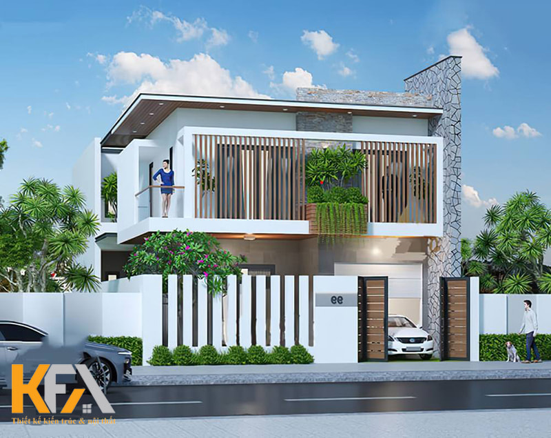 Thiết kế nhà vuông 2 tầng 3 phòng ngủ phù hợp cho những gia đình có 4-5 thành viên