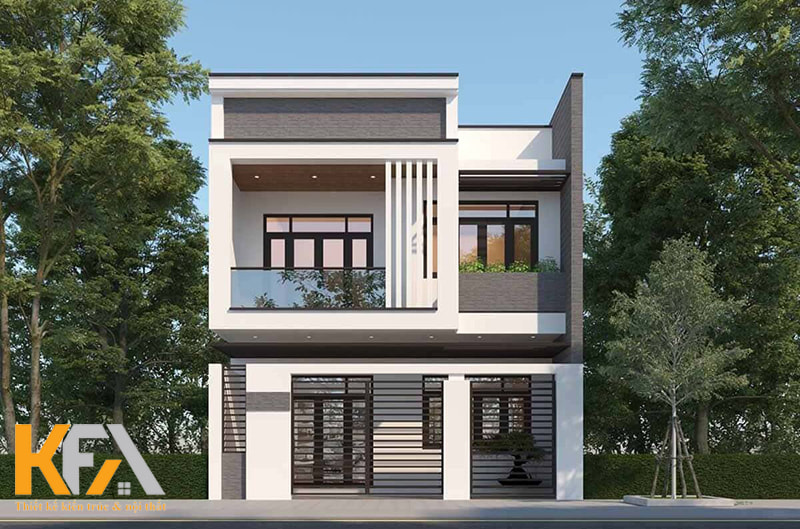 Mẫu thiết kế nhà vuông 8x9m 2 tầng với thiết kế đơn giản cùng tone màu trung tính