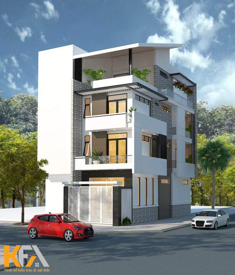 Mẫu thiết kế nhà 4 tầng 2 mặt tiền đẹp, chi phí thi công vừa phải