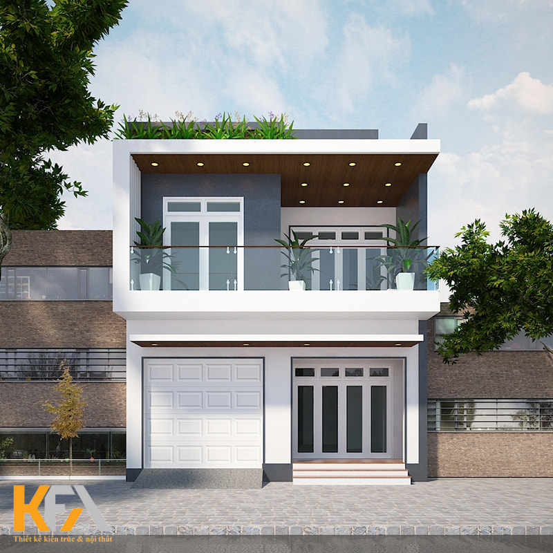 Mẫu nhà 2 tầng mái bằng đơn giản 7x11m, tiết kiệm chi phí