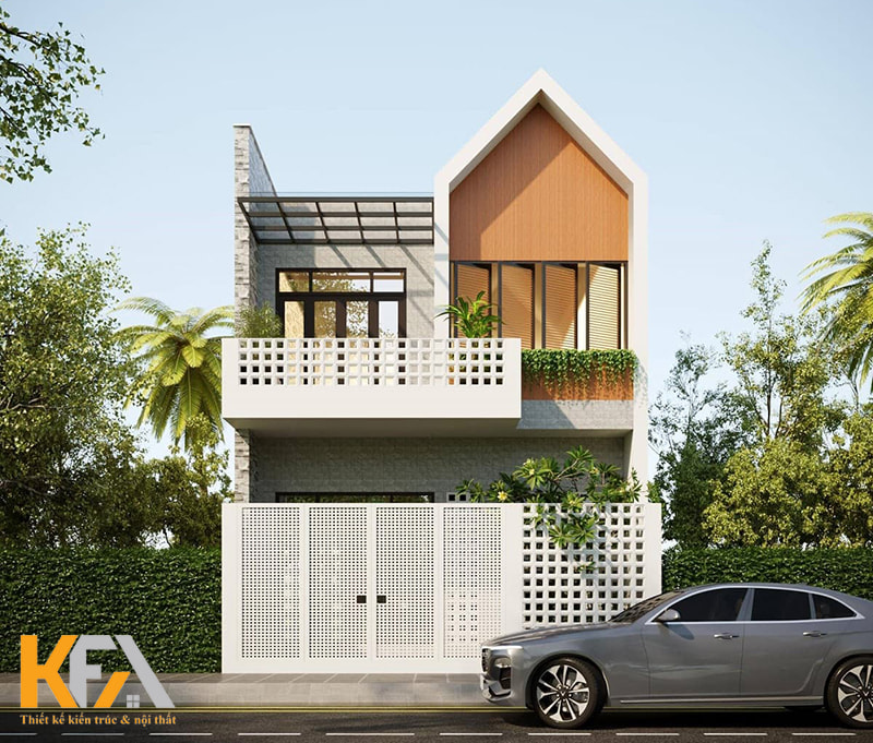 Mẫu nhà 2 tầng 7x11m thiết kế cách điệu đầy cuốn hút