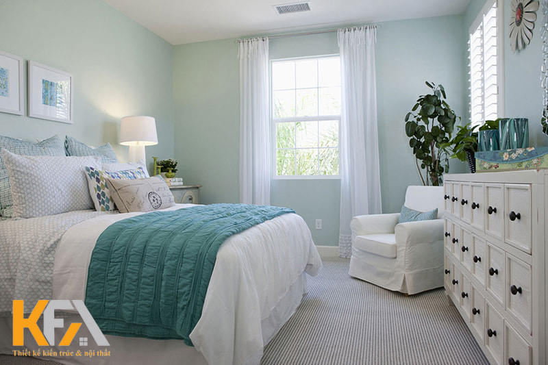 Thiết kế phòng ngủ với tone màu trắng sáng rạng ngời