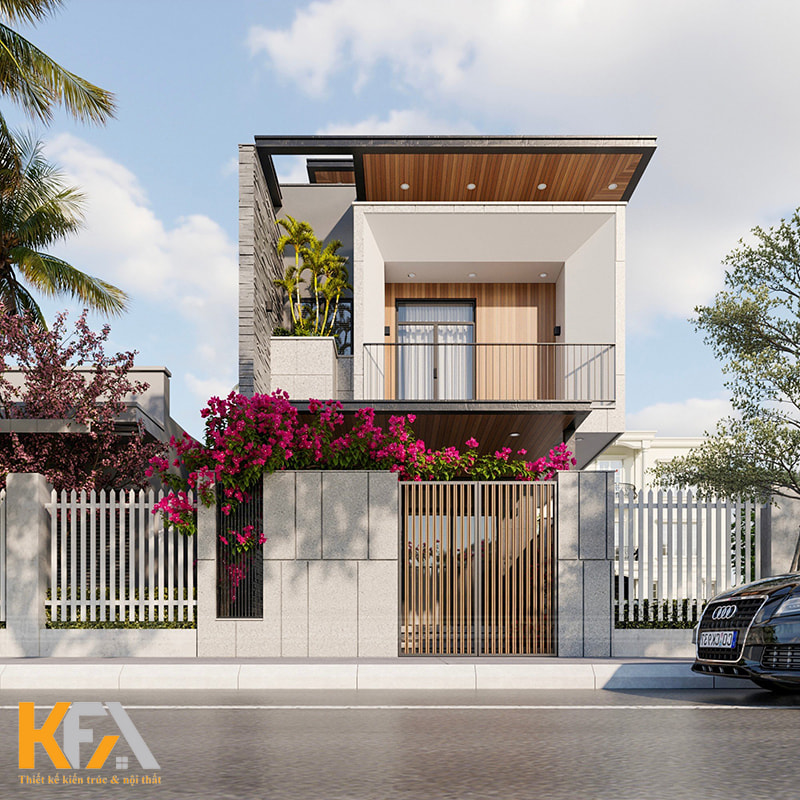 Mê mẩn trước mẫu nhà phố 2 tầng hiện đại với thiết kế sân thượng mở thông thoáng